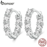 925 Sterling Silver Zircon Hoop Earrings for Women BSE734