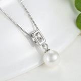 Women's Cubic Zirconia Embellished Pearl Drop Pendant Necklace