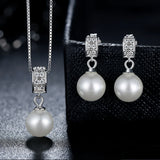 Women's Cubic Zirconia Embellished Pearl Drop Pendant Necklace