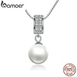 Women's Cubic Zirconia Embellished Pearl Drop Pendant Necklace