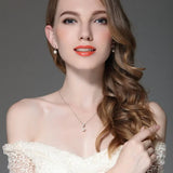 Women's Cubic Zirconia Embellished Pearl Drop Pendant Necklace