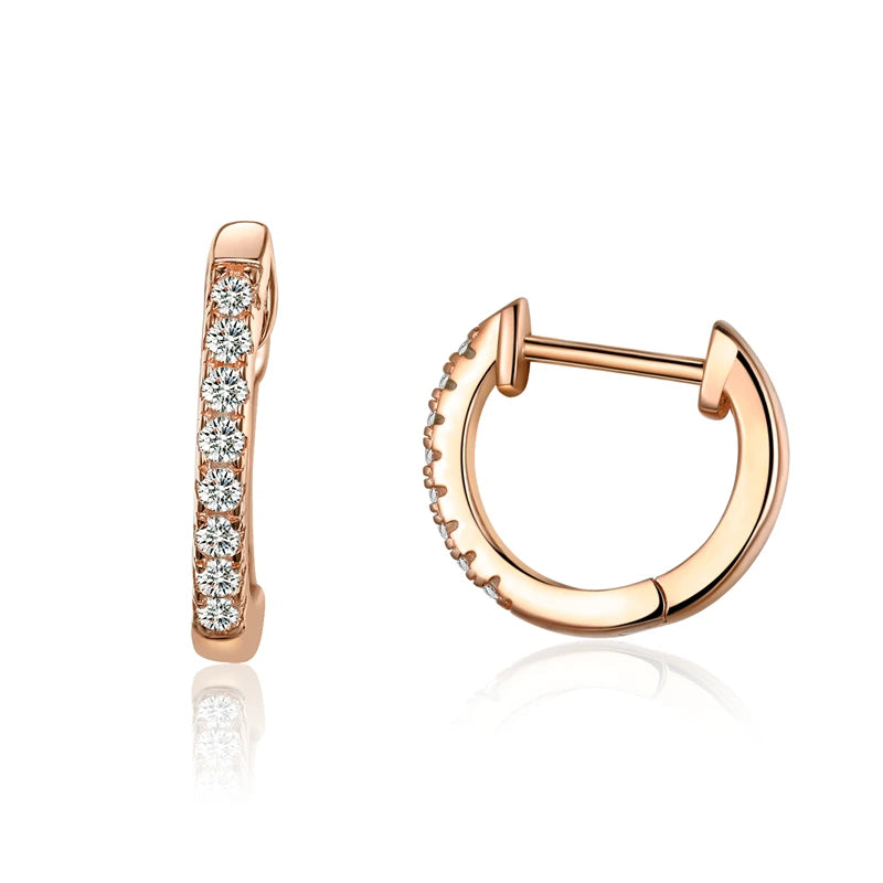 925 Silver Small Hoop Earrings CZ Cuff Huggie Earrings Women 8mm 10mm 12mm