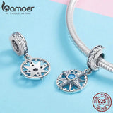 925 Silver Nautical Compass Star CZ Pendant for Jewelry DIY