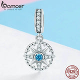 925 Silver Nautical Compass Star CZ Pendant for Jewelry DIY