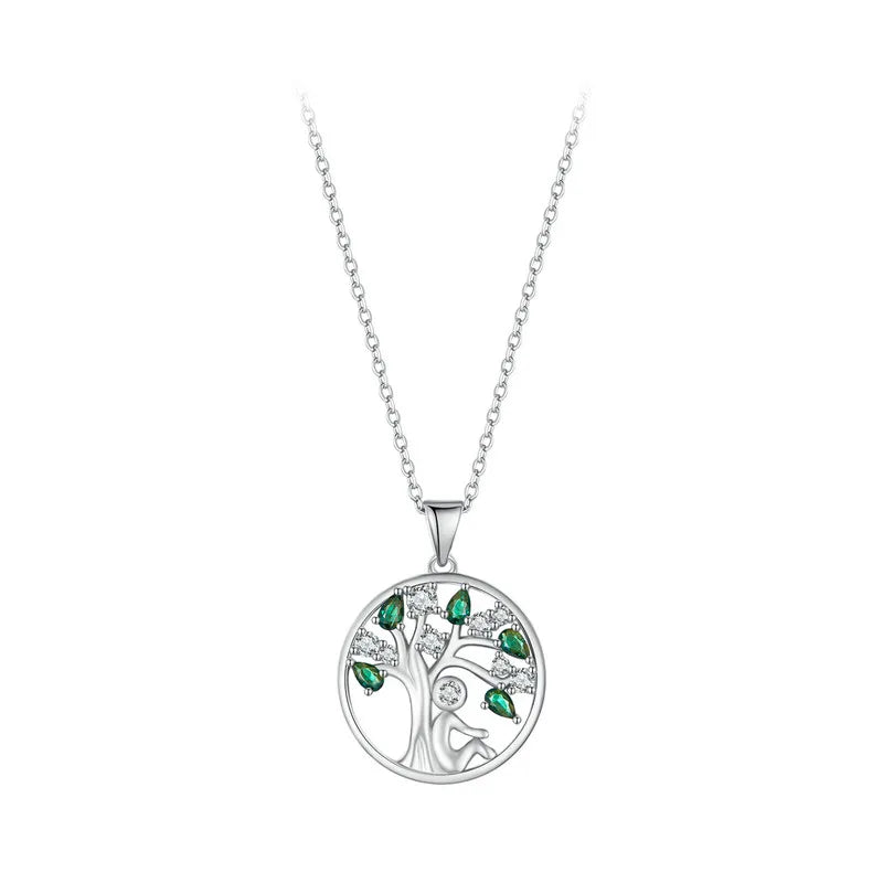 Sterling Silver Tree of Life Necklace, 14K Plated Pendant for Women