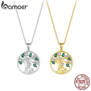 Sterling Silver Tree of Life Necklace, 14K Plated Pendant for Women