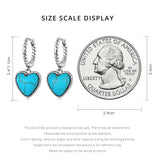 925 Silver Hoop Earrings Turquoise Heart Pendant Ear Buckles for Women