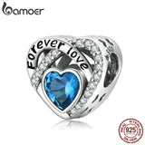 Vintage Zircon Heart Charm Sliver Beads for Women Bracelet Bangle Jewelry