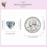 Vintage Zircon Heart Charm Sliver Beads for Women Bracelet Bangle Jewelry
