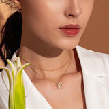 925 Silver Sun Moon Double Layers Choker Pendant SCN305