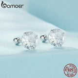 925 Silver Zircon Stud Earrings Platinum Plated Ear Buckles Women Gift Jewelry