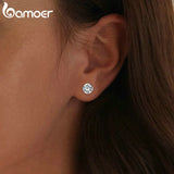 925 Silver Zircon Stud Earrings Platinum Plated Ear Buckles Women Gift Jewelry