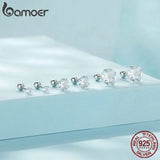 925 Silver Zircon Stud Earrings Platinum Plated Ear Buckles Women Gift Jewelry