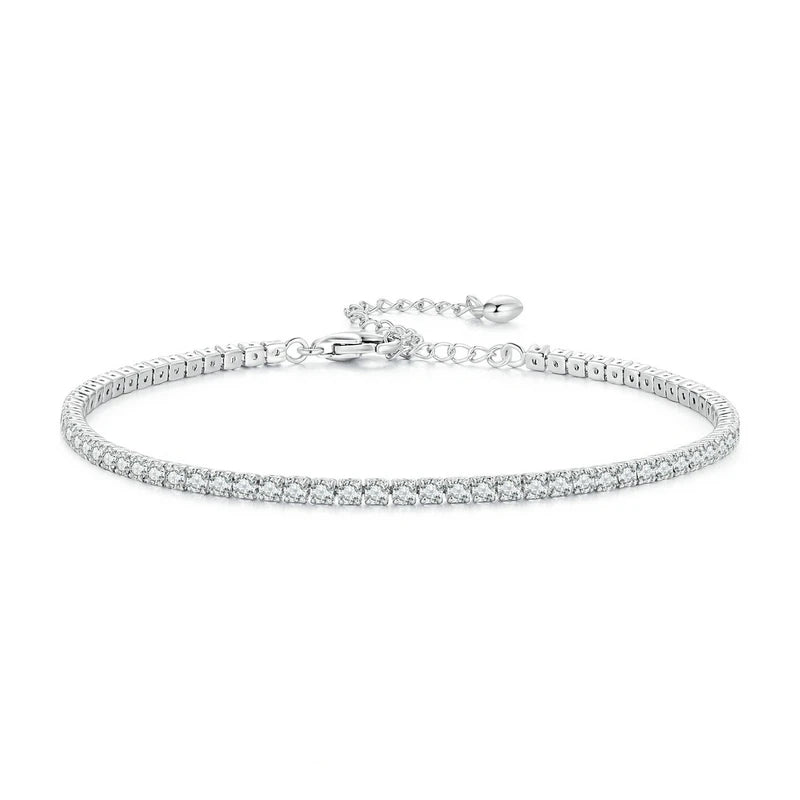 925 Silver Adjustable Tennis Bracelet - Platinum Clear CZ