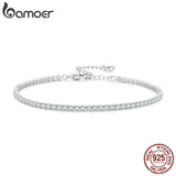 925 Silver Adjustable Tennis Bracelet - Platinum Clear CZ