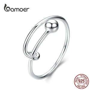 925 Sterling Silver Adjustable Ring Round Bead Minimalist Finger Ring Size 6 7 8