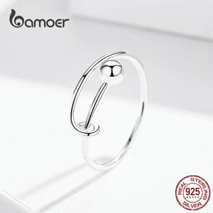 925 Sterling Silver Adjustable Ring Round Bead Minimalist Finger Ring Size 6 7 8
