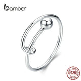 925 Sterling Silver Adjustable Ring Round Bead Minimalist Finger Ring Size 6 7 8
