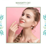 925 Sterling Silver Napping Little Cat Drop Earrings for Women