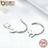 925 Sterling Silver Napping Little Cat Drop Earrings for Women