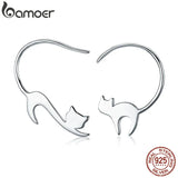 925 Sterling Silver Napping Little Cat Drop Earrings for Women