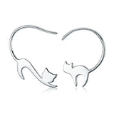 925 Sterling Silver Napping Little Cat Drop Earrings for Women