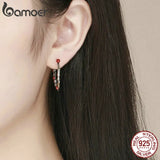 925 Sterling Silver Withered Tree Leaves Hoop Earrings for Women