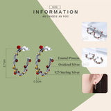 925 Sterling Silver Withered Tree Leaves Hoop Earrings for Women