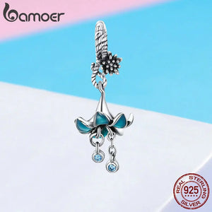 925 Silver Enamel Flower Pendant Charm for Bracelets & Bangles