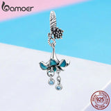 925 Silver Enamel Flower Pendant Charm for Bracelets & Bangles