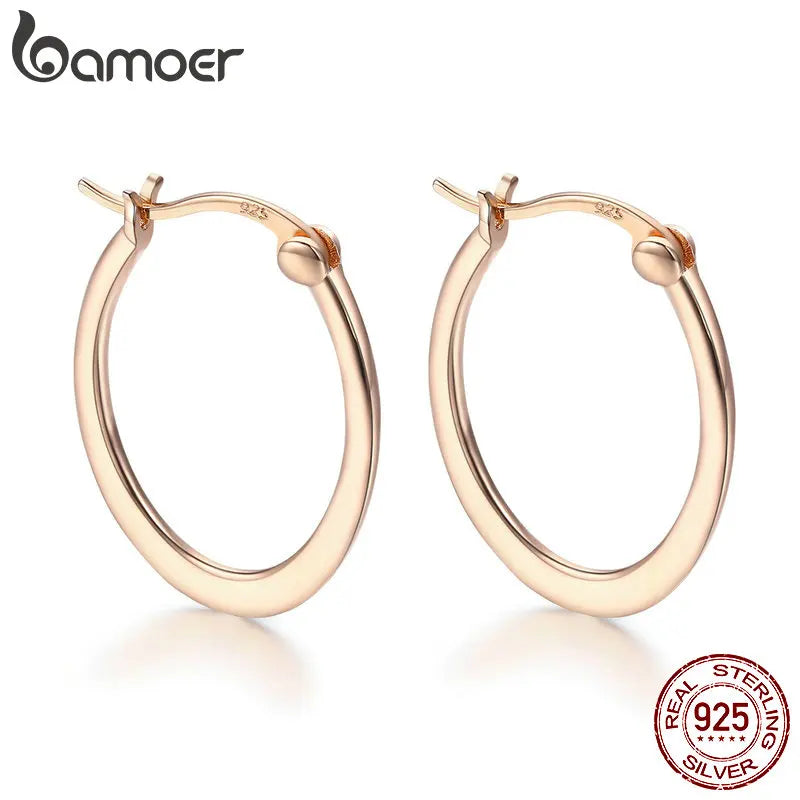 925 Sterling Silver Circle Big Hoop Earrings for Women SCE478