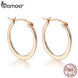 925 Sterling Silver Circle Big Hoop Earrings for Women SCE478