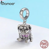925 Silver Bulldog Dog Charm Beads for Bracelet DIY Jewelry SCC552