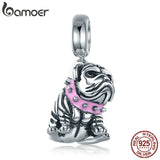 925 Silver Bulldog Dog Charm Beads for Bracelet DIY Jewelry SCC552