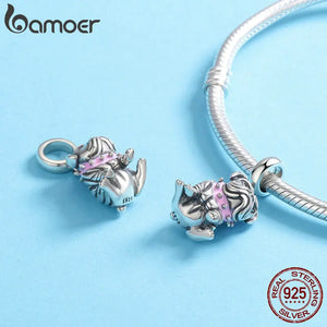 925 Silver Bulldog Dog Charm Beads for Bracelet DIY Jewelry SCC552
