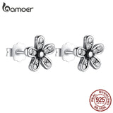 925 Silver Daisy Stud Earrings with Clear CZs