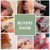 925 Silver Daisy Stud Earrings with Clear CZs