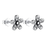925 Silver Daisy Stud Earrings with Clear CZs