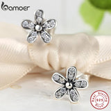 925 Silver Daisy Stud Earrings with Clear CZs