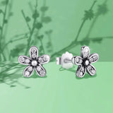 925 Silver Daisy Stud Earrings with Clear CZs