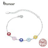 925 Silver Guardian Eye Bracelet Devil Eyes Necklace Chain Women SCB218