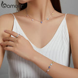 925 Silver Guardian Eye Bracelet Devil Eyes Necklace Chain Women SCB218