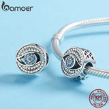 925 Silver Lucky Eye Clear CZ Guard Charm Beads for Bracelet DIY