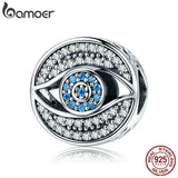 925 Silver Lucky Eye Clear CZ Guard Charm Beads for Bracelet DIY