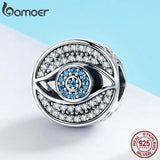 925 Silver Lucky Eye Clear CZ Guard Charm Beads for Bracelet DIY