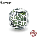 925 Silver Tree of Life Green Enamel Beads for Charm Bracelet