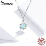 925 Silver Opal Sun Pendant Necklace for Women SCN399