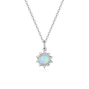 925 Silver Opal Sun Pendant Necklace for Women SCN399