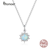 925 Silver Opal Sun Pendant Necklace for Women SCN399