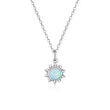 925 Silver Opal Sun Pendant Necklace for Women SCN399